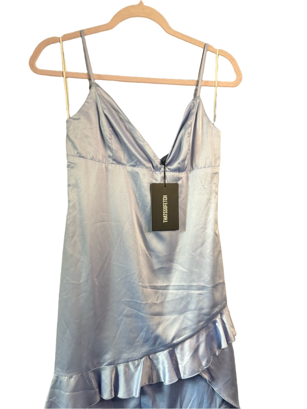 Light Blue Spaghetti Strap High-Low Ruffle Dress by - Picture 4 of 11
